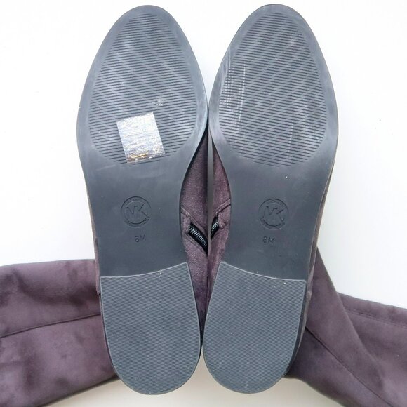NEW Michael Kors Suede Over The Knee Boots Gray Low Heel Flat Tall Winter Boot 8 - Picture 5 of 15
